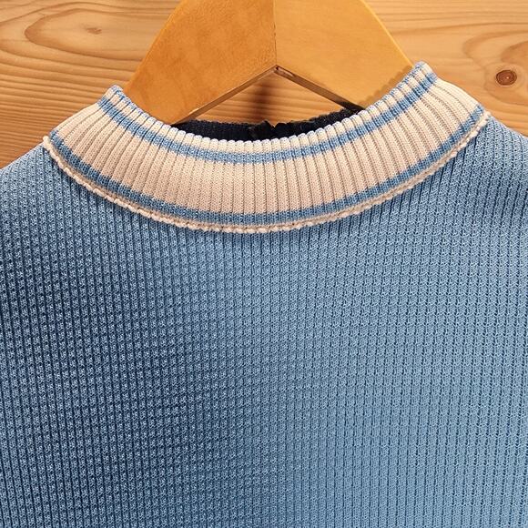 Vintage R&K Knits Jumper Dress Blue Knit 60s Size 14 - Picture 3 of 16